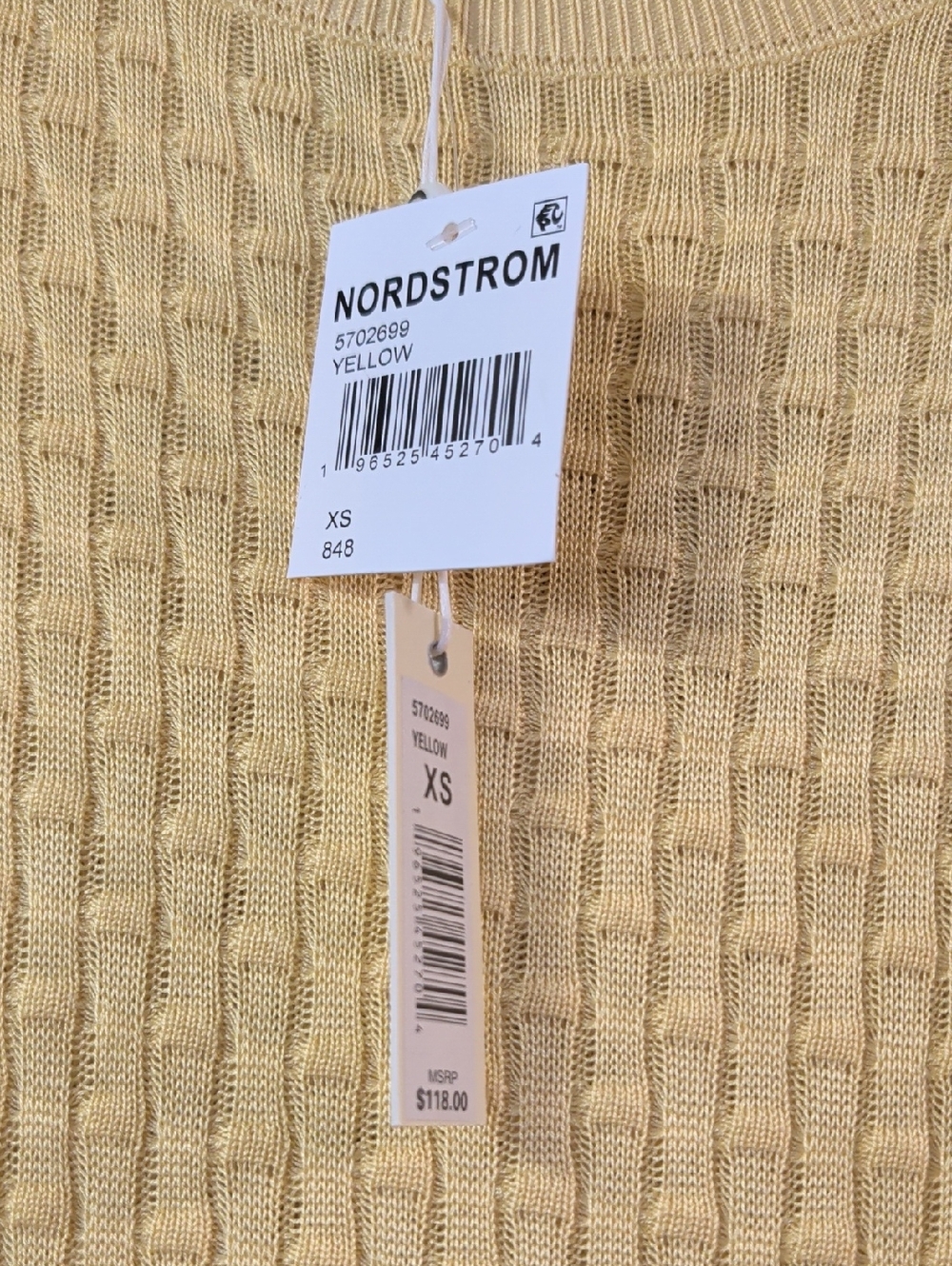 Max Studio Yellow Short-Sleeve Ribbed Knit Top - Picture 4 of 7